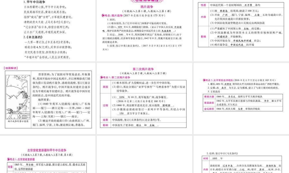 （重庆专版）中考历史总复习 第一篇 第二版块 中国近代史课件 新人教版-新人教版初中九年级全册历史课件