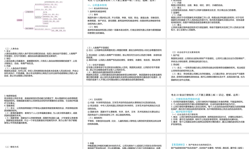 （陕西专用）版中考道德与法治一练通 第一部分 教材知识梳理 领域二 我与他人和集体 主题五 权利与义务 课时12 公民权利教学课件-人教版初中九年级全册政治课件
