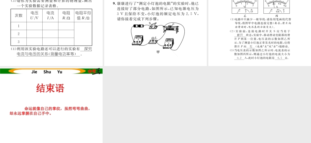 （青海专版）中考物理命题研究 第一编 教材知识梳理篇 第19讲 电阻的测量 优化训练19 电阻的测量课件-人教版初中九年级全册物理课件