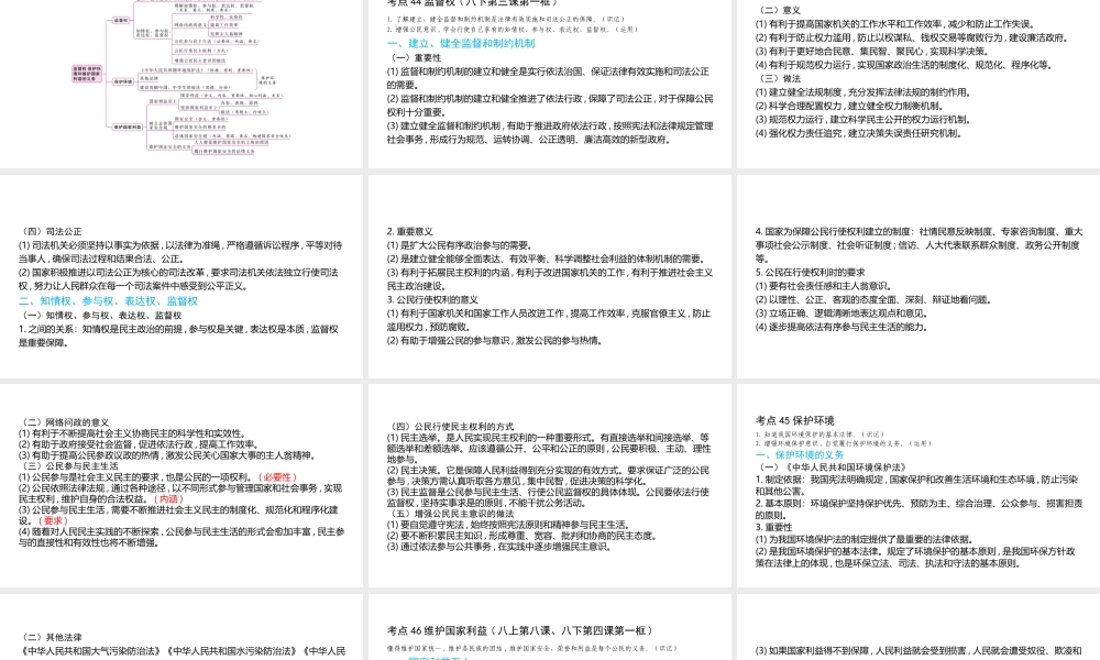 （陕西专用）版中考道德与法治一练通 第一部分 教材知识梳理 领域三 我与国家和社会 主题八 法律与秩序 课时27 监督权 保护环境和维护国家利益的义务教学课件-人教版初中九年级全册政治课件