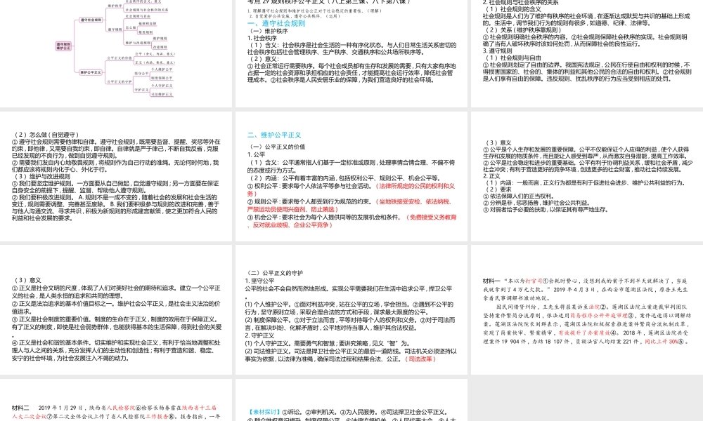 （陕西专用）版中考道德与法治一练通 第一部分 教材知识梳理 领域三 我与国家和社会 主题六 积极适应社会的发展 课时16 遵守规则 维护公正教学课件-人教版初中九年级全册政治课件