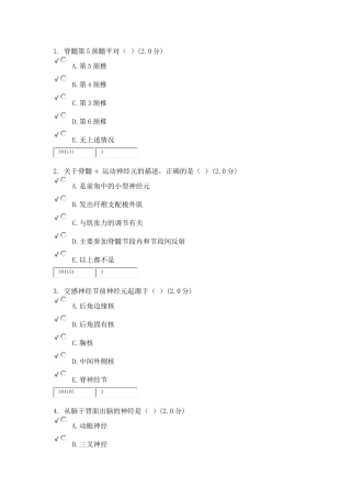 脊髓第5颈髓平测试题