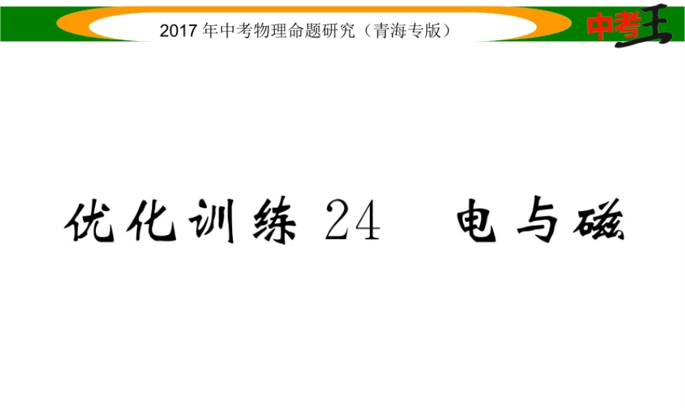 （青海专版）中考物理命题研究 第一编 教材知识梳理篇 第24讲 电与磁 优化训练24 电与磁课件-人教版初中九年级全册物理课件