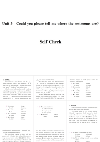 （遵义专版）秋九年级英语全册 Unit 3 Could you please tell me where the restrooms are Self Check习题课件 （新版）人教新目标版-（新版）人教新目标版初中九年级全册英语课件