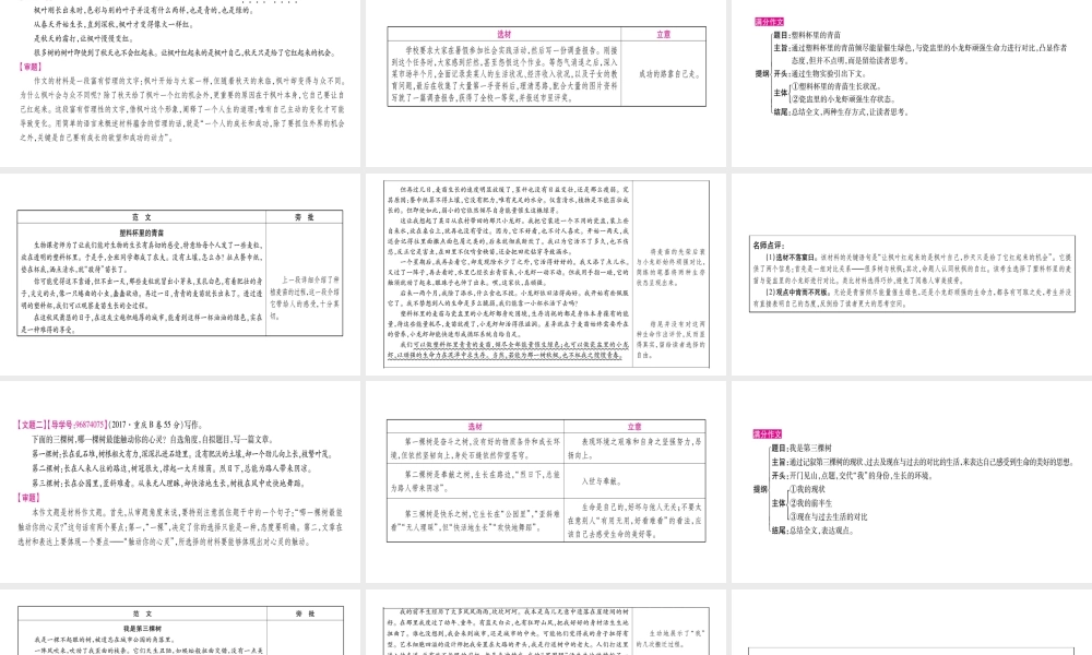 （重庆专版）中考语文总复习 第4部分 写作 专题15 中考满分作文欣赏课件-人教版初中九年级全册语文课件