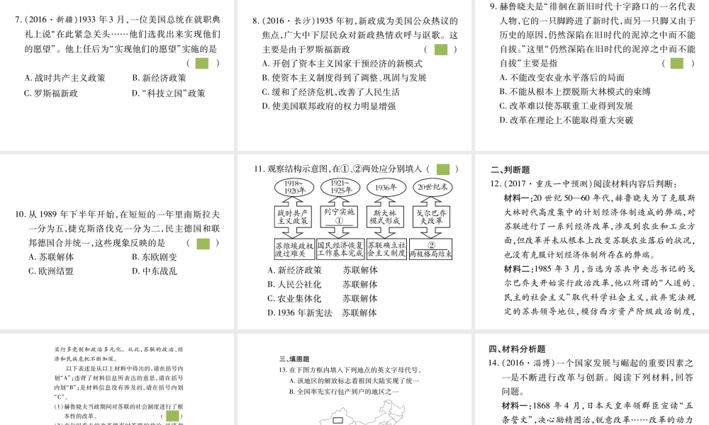 （重庆专版）中考历史总复习 专题五 近现代中外历史上的改革课件-人教版初中九年级全册历史课件