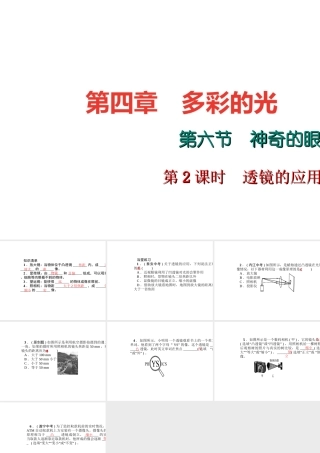 （遵义专版）秋八年级物理全册 4.6 神奇的眼睛（第2课时 透镜的应用）课堂作业课件 （新版）沪科版-（新版）沪科版初中八年级全册物理课件