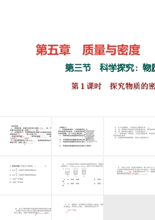 （遵义专版）秋八年级物理全册 5.3 科学探究 物质的密度（第1课时 探究物质的密度）课堂作业课件 （新版）沪科版-（新版）沪科版初中八年级全册物理课件