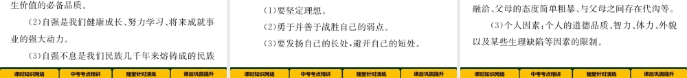 （青海专版）中考政治总复习 第一篇 教材知识梳理 第一单元 笑迎新生活 认识新自我（第3课时 做自尊自信、自立自强、意志坚强的人）课件-人教版初中九年级全册政治课件