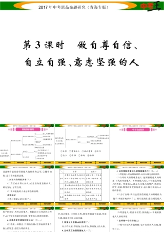 （青海专版）中考政治总复习 第一篇 教材知识梳理 第一单元 笑迎新生活 认识新自我（第3课时 做自尊自信、自立自强、意志坚强的人）课件-人教版初中九年级全册政治课件
