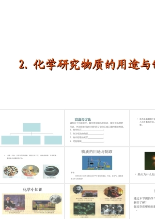 （遵义专版）秋九年级化学全册 第1章 开启化学之门 第2节 化学研究些什么 第2课时 化学研究物质的组成和结构、用途与制法 2 化学研究物质的用途与制法教学课件 沪教版-沪教版初中九年级全册化学课件