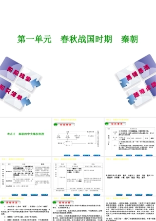 （鄂尔多斯专版）中考历史复习 第1部分 中国古代史 考点2 秦朝的中央集权制度课件-人教版初中九年级全册历史课件