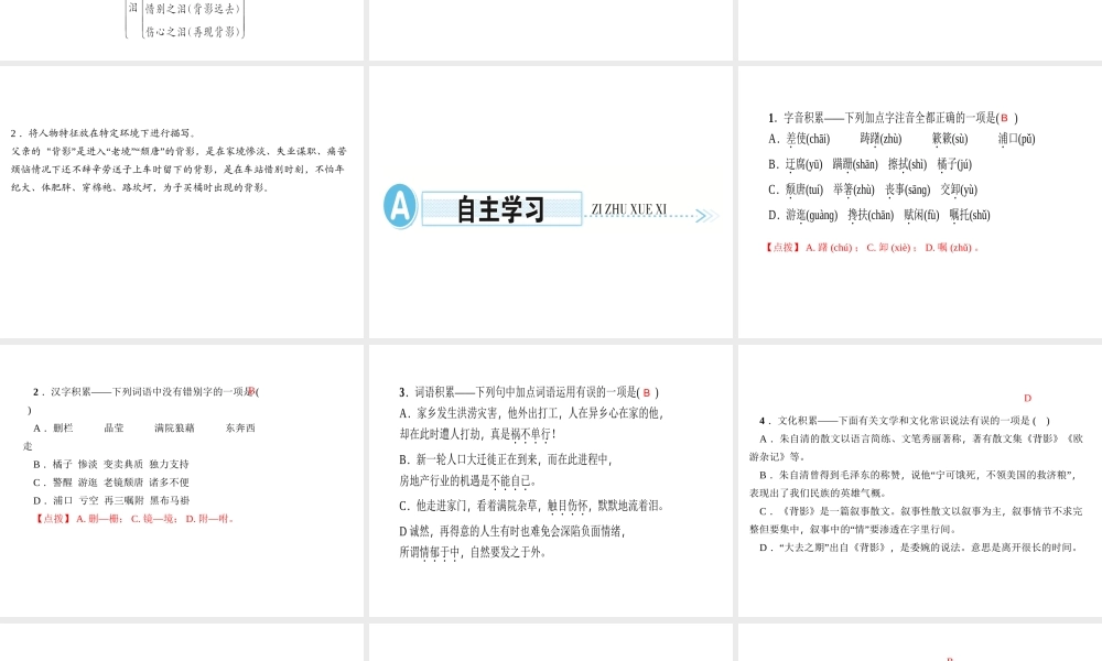 （遵义专版）秋八年级语文上册 第四单元 13 背影习题课件 新人教版-新人教版初中八年级上册语文课件