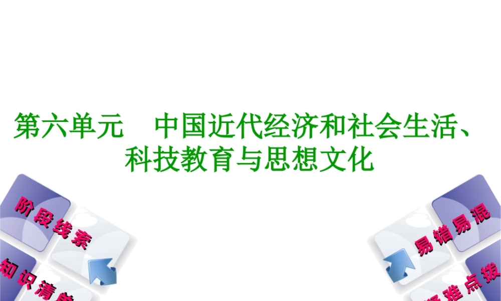 （鄂尔多斯专版）中考历史复习 第2部分 第六单元 中国近代经济和社会生活、科技教育与思想文化课件-人教版初中九年级全册历史课件
