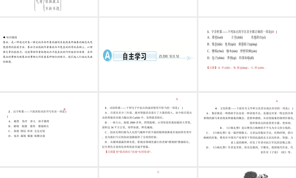 （遵义专版）秋八年级语文上册 第四单元 14 白杨礼赞习题课件 新人教版-新人教版初中八年级上册语文课件