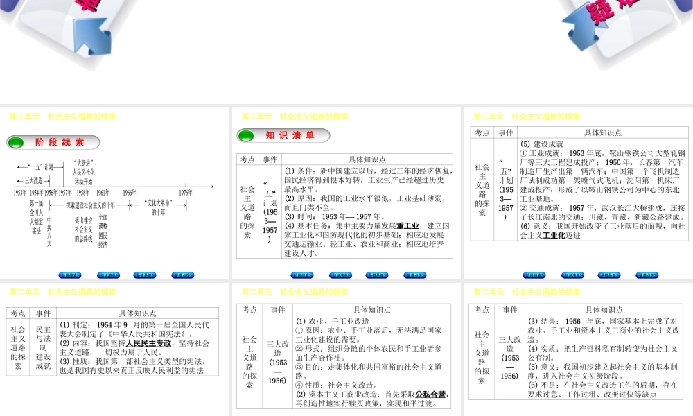 （鄂尔多斯专版）中考历史复习 第3部分 第二单元 社会主义道路的探索课件-人教版初中九年级全册历史课件