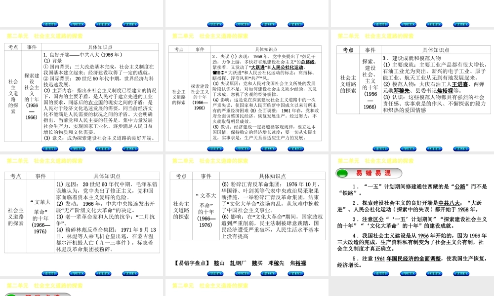 （鄂尔多斯专版）中考历史复习 第3部分 第二单元 社会主义道路的探索课件-人教版初中九年级全册历史课件