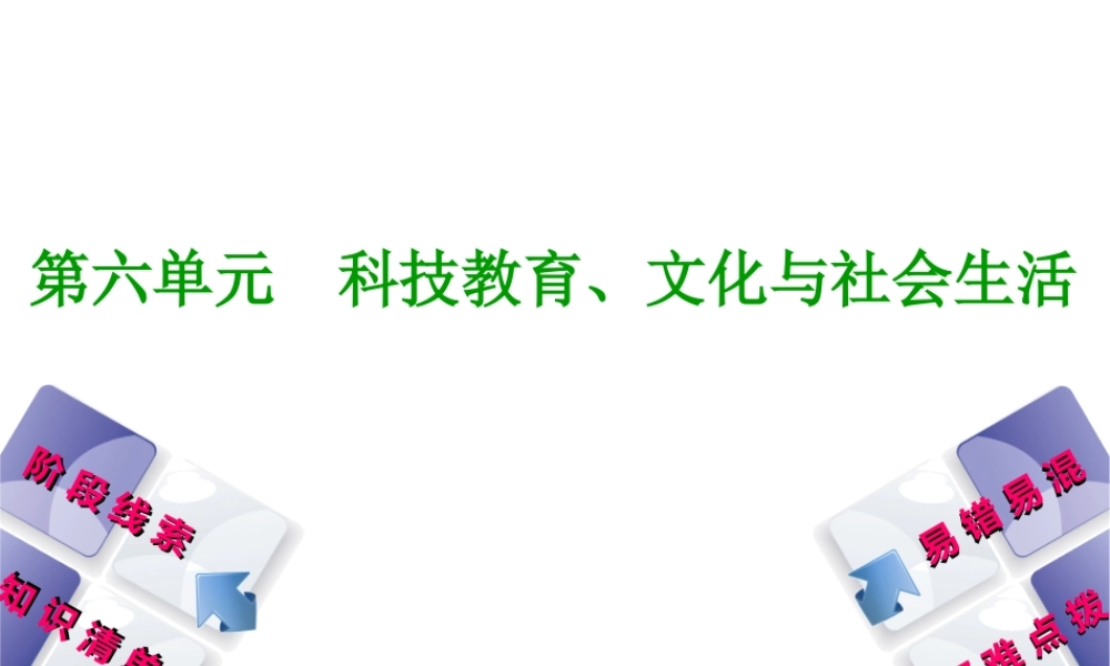 （鄂尔多斯专版）中考历史复习 第3部分 第六单元 科技教育、文化与社会生活课件-人教版初中九年级全册历史课件