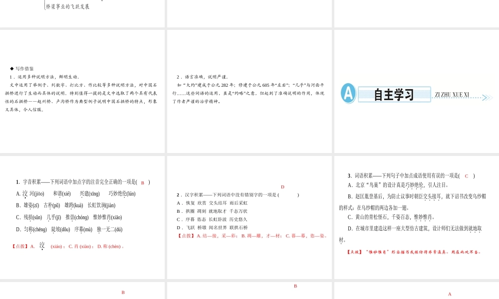 （遵义专版）秋八年级语文上册 第五单元 17 中国石拱桥习题课件 新人教版-新人教版初中八年级上册语文课件