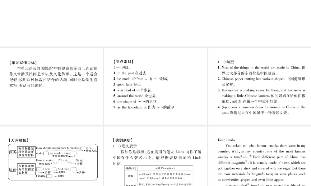 （遵义专版）秋九年级英语全册 Unit 5 What are the shirts made of同步作文指导作业课件 （新版）人教新目标版-（新版）人教新目标版初中九年级全册英语课件
