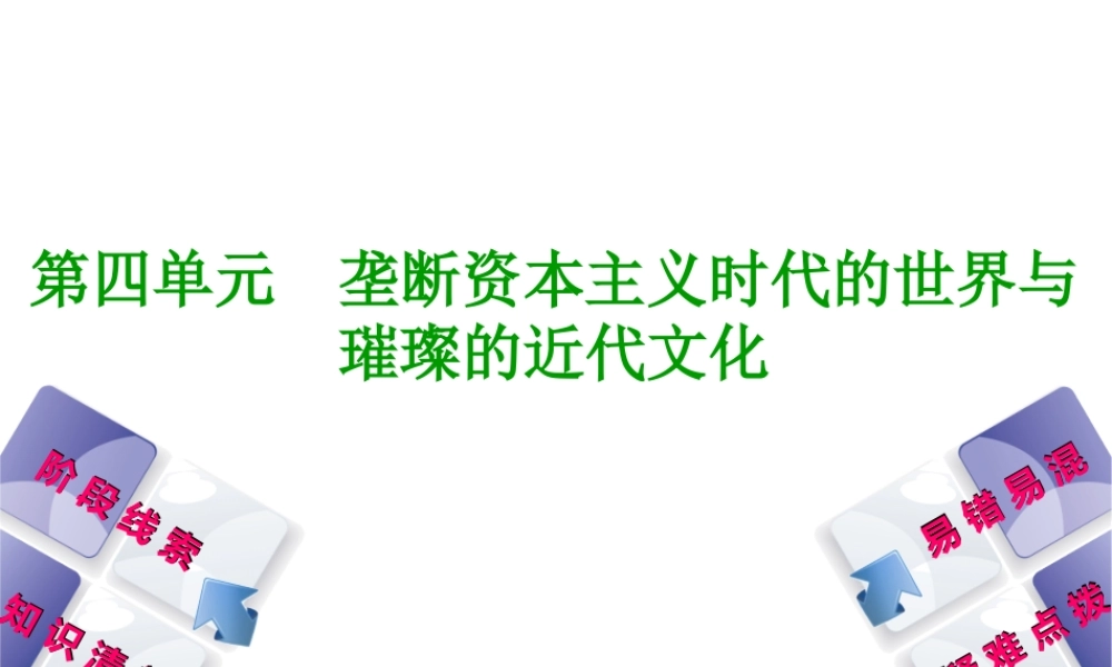 （鄂尔多斯专版）中考历史复习 第4部分 第四单元 垄断资本主义时代的世界与璀璨的近代文化课件-人教版初中九年级全册历史课件