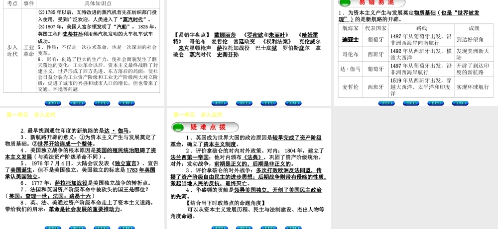 （鄂尔多斯专版）中考历史复习 第4部分 第一单元 步入近代课件-人教版初中九年级全册历史课件