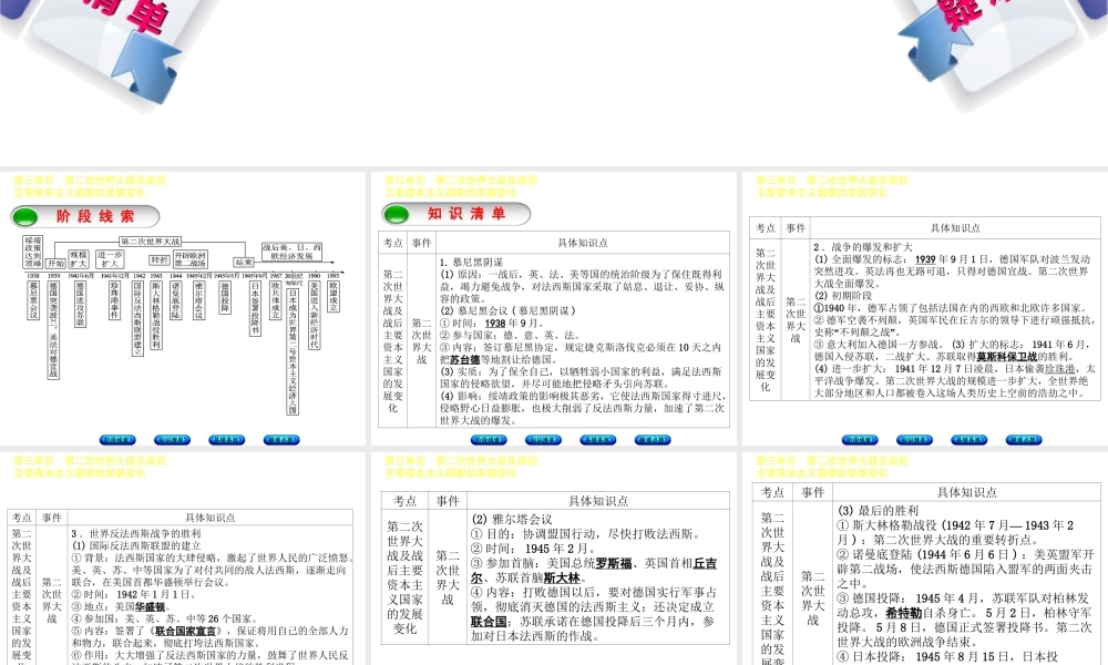 （鄂尔多斯专版）中考历史复习 第5部分 第三单元 第二次世界大战及战后主要资本主义国家的发展变化课件-人教版初中九年级全册历史课件