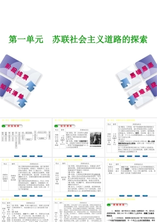 （鄂尔多斯专版）中考历史复习 第5部分 第一单元 苏联社会主义道路的探索课件-人教版初中九年级全册历史课件