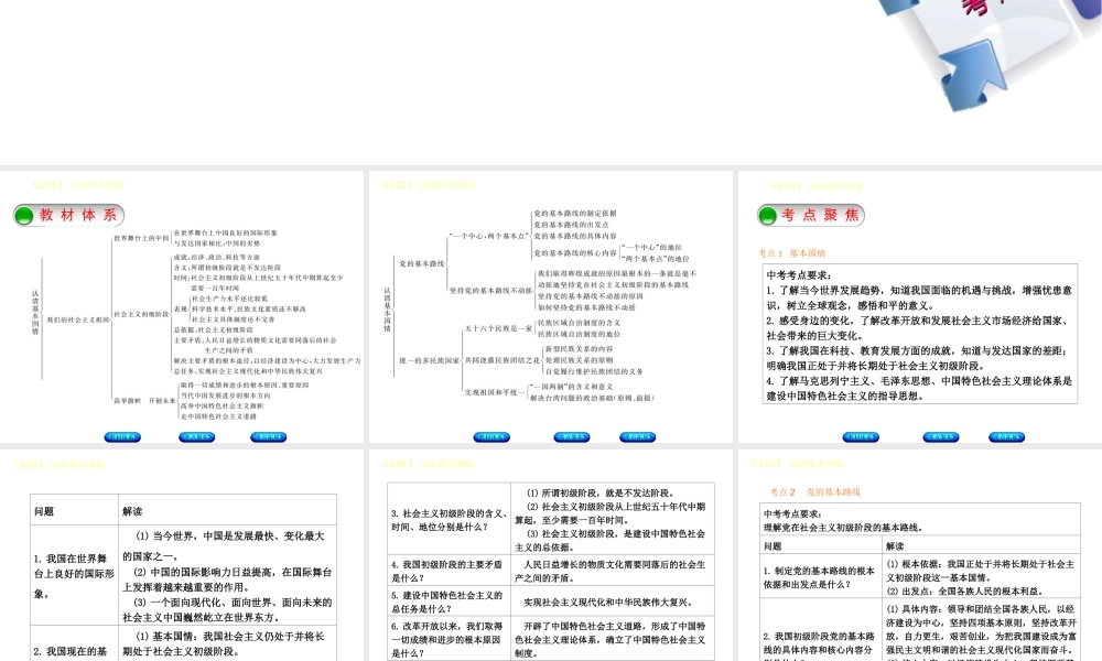 （鄂尔多斯专版）中考政治 九年级全一册 第2课时 认清基本国情课件-人教版初中九年级全册政治课件