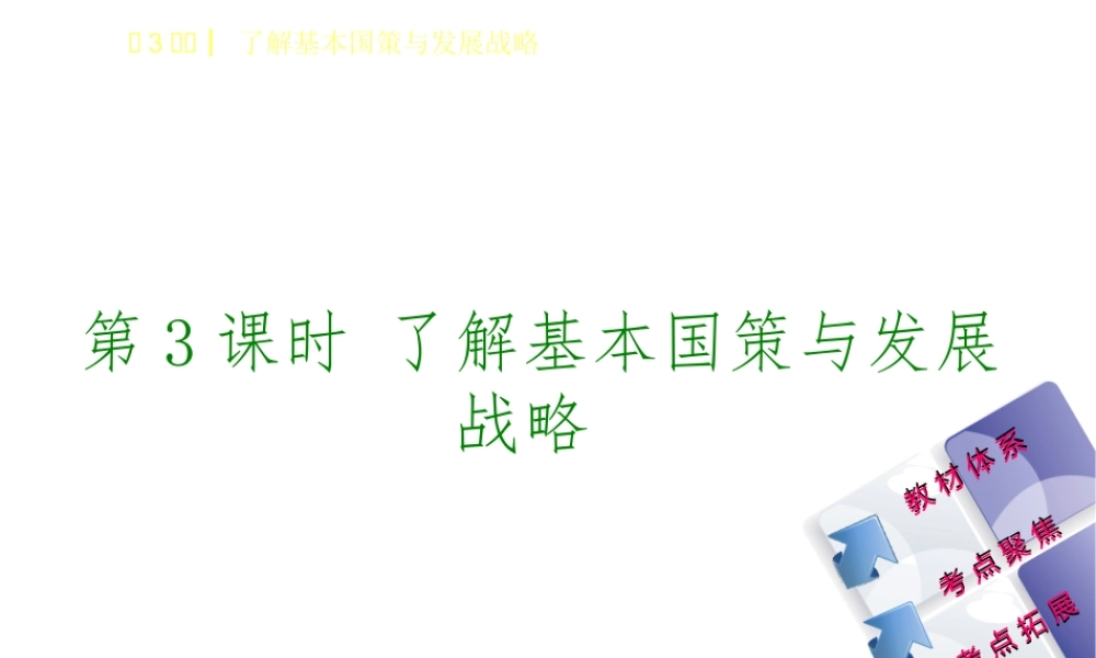 （鄂尔多斯专版）中考政治 九年级全一册 第3课时 了解基本国策与发展战略课件-人教版初中九年级全册政治课件