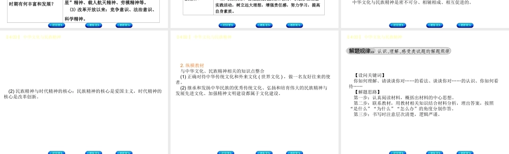 （鄂尔多斯专版）中考政治 九年级全一册 第4课时 中华文化与民族精神课件-人教版初中九年级全册政治课件