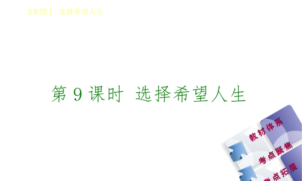 （鄂尔多斯专版）中考政治 九年级全一册 第9课时 选择希望人生课件-人教版初中九年级全册政治课件