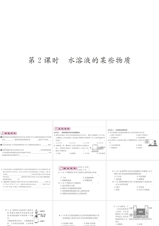 （遵义专版）秋九年级化学全册 第6章 溶解现象 6.1 物质在水中的分数 第2课时 水溶液的某些物质课件 沪教版-沪教版初中九年级全册化学课件