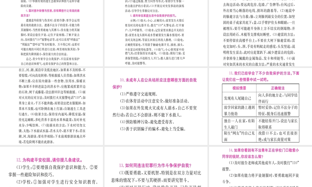 （重庆专版）中考政治 第一篇 第二部分 法律 第八讲 特殊保护 自我保护复习课件-人教版初中九年级全册政治课件