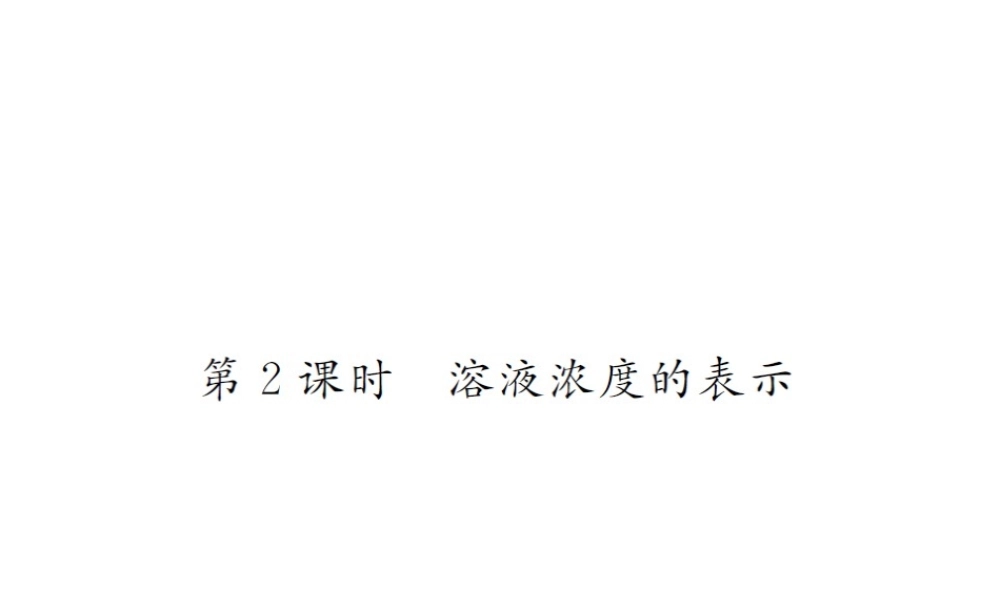 （遵义专版）秋九年级化学全册 第6章 溶解现象 6.2 溶液组成的表示 第2课时 溶液浓度的表示课件 沪教版-沪教版初中九年级全册化学课件