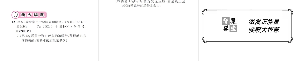 （遵义专版）秋九年级化学全册 第6章 溶解现象 6.2 溶液组成的表示 第2课时 溶液浓度的表示课件 沪教版-沪教版初中九年级全册化学课件
