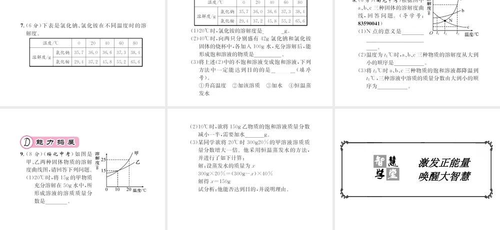 （遵义专版）秋九年级化学全册 第6章 溶解现象 6.3 物质的溶解性 第2课时 物质溶解性的定量表示课件 沪教版-沪教版初中九年级全册化学课件
