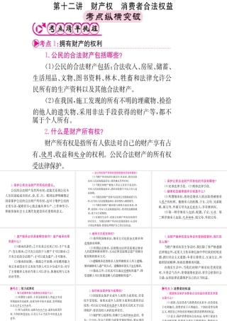 （重庆专版）中考政治 第一篇 第二部分 法律 第十二讲 财产权 消费合法权益复习课件-人教版初中九年级全册政治课件