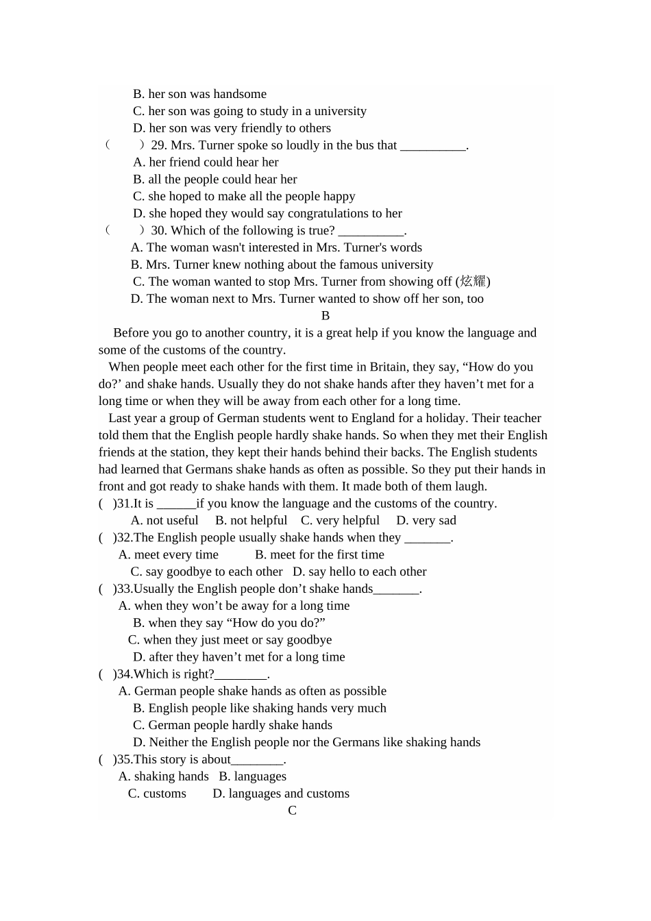 人教版八年级英语下册第六单元检测题答案  _第3页