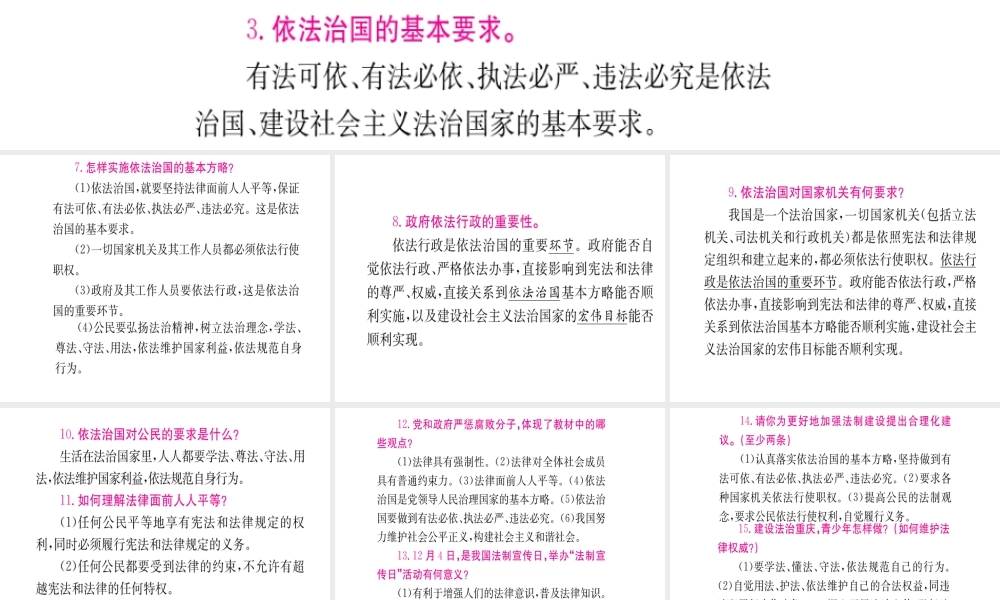 （重庆专版）中考政治 第一篇 第二部分 法律 第十三讲 依法治国 宪法是国家的根本大法复习课件-人教版初中九年级全册政治课件