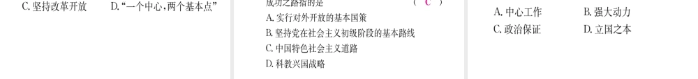 （重庆专版）中考政治 第一篇 第三部分 法律 第十五讲 党的基本路线复习课件-人教版初中九年级全册政治课件