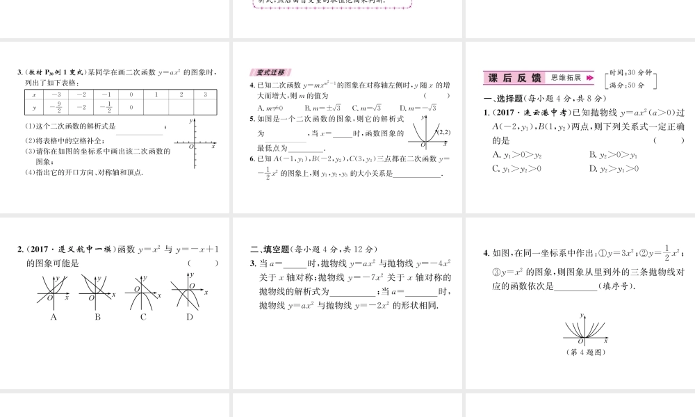 （遵义专级数学上册 第22章 二次函数 22.1 二次函数的图象和性质 22.1.2 二次函数yax2的图象和性质习题课件 （新版）新人教版-（新版）新人教级上册数学课件