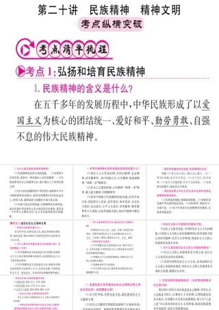 （重庆专版）中考政治 第一篇 第三部分 认识国情 爱我中华 第二十讲 民族精神 精神文明复习课件-人教版初中九年级全册政治课件