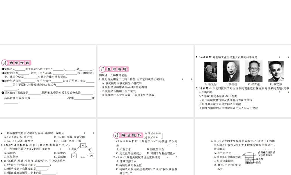 （遵义专版）秋九年级化学全册 第7章 应用广泛的酸、碱、盐 7.3 几种重要的盐 第2课时 几种常见的盐课件 沪教版-沪教版初中九年级全册化学课件