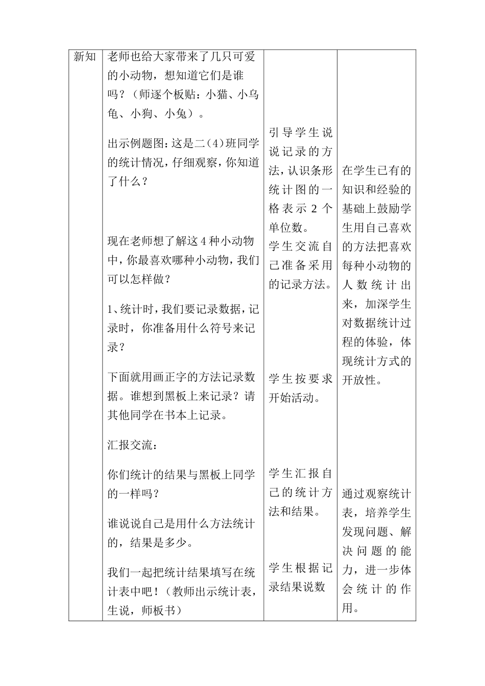 人教版小学二年级数学第七单元《统计》第一课时教学设计_第3页