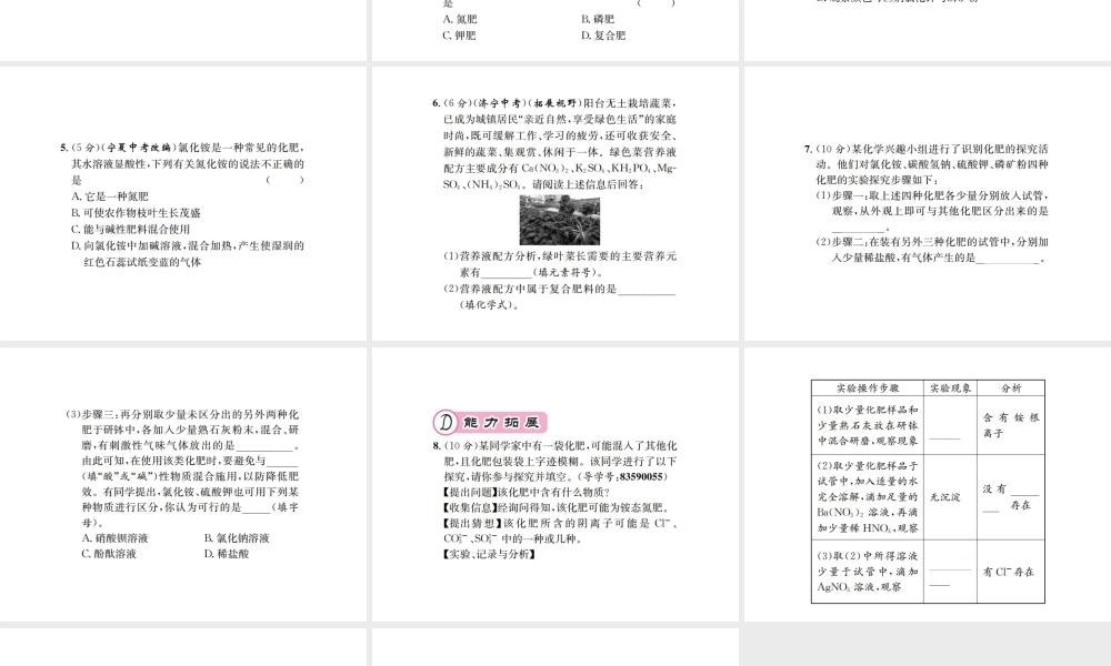 （遵义专版）秋九年级化学全册 第7章 应用广泛的酸、碱、盐 7.3 几种重要的盐 第3课时 化学肥料课件 沪教版-沪教版初中九年级全册化学课件