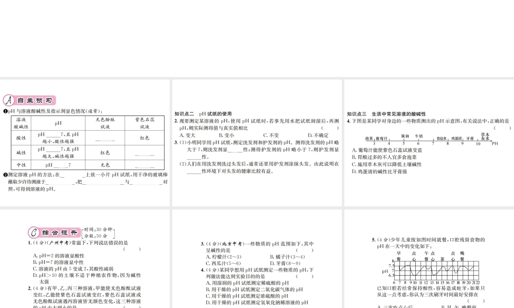 （遵义专版）秋九年级化学全册 第7章 应用广泛的酸、碱、盐 基础实验7 溶液的酸碱性课件2 沪教版-沪教版初中九年级全册化学课件