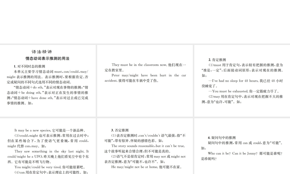 （遵义专版）秋九年级英语全册 Unit 8 It must belong to Carla语法小专题习题课件 （新版）人教新目标版-（新版）人教新目标版初中九年级全册英语课件