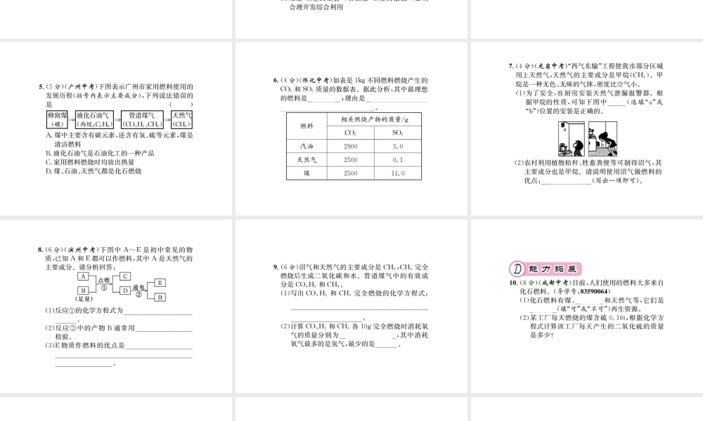 （遵义专版）秋九年级化学全册 第9章 化学与社会发展 第1节 能源的综合利用 第1课时 化石燃烧课件 沪教版-沪教版初中九年级全册化学课件
