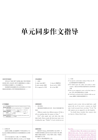 （遵义专版）秋九年级英语全册 Unit 10 You’re supposed to shake hands同步作文指导作业课件 （新版）人教新目标版-（新版）人教新目标版初中九年级全册英语课件